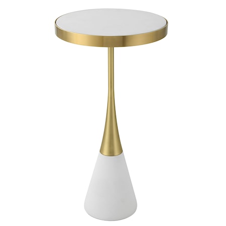 White Concrete Accent Table with 2-Tone Base