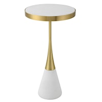 Contemporay White Concrete Accent Table with Two-Tone Base