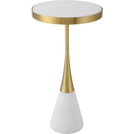 White Concrete Accent Table with 2-Tone Base