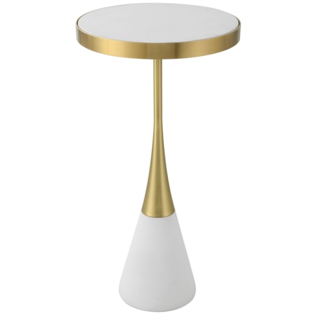 White Concrete Accent Table with 2-Tone Base
