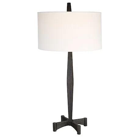 Industrial Rust Metal Table Lamp with Tapered Base