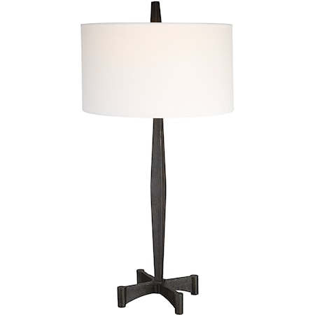 Rust Metal Table Lamp with Tapered Base