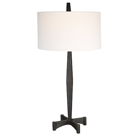 Rust Metal Table Lamp with Tapered Base