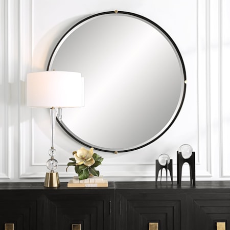 Bonded Round Black Mirror