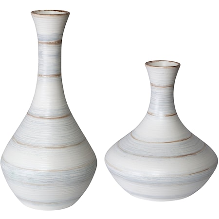 Potter Fluted Striped Vases S/2