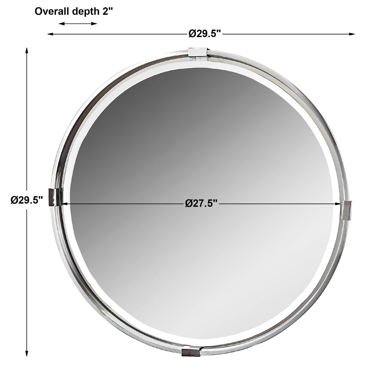 Uttermost Mirrors - Round Tazlina Brushed Nickel Round Mirror