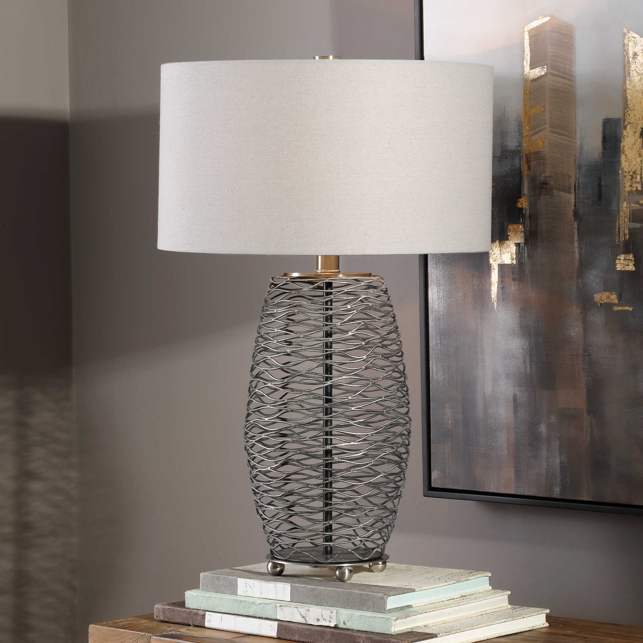 Uttermost Table Lamps Sinuous Wavy Steel Mesh Lamp
