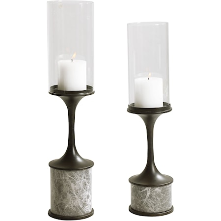 Deane Marble Candleholders, Set of 2