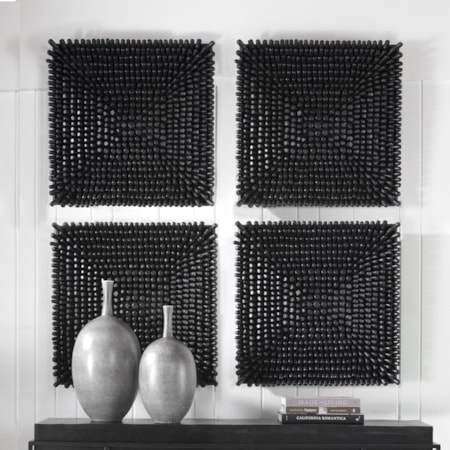 Portside Black Wood Wall Panel