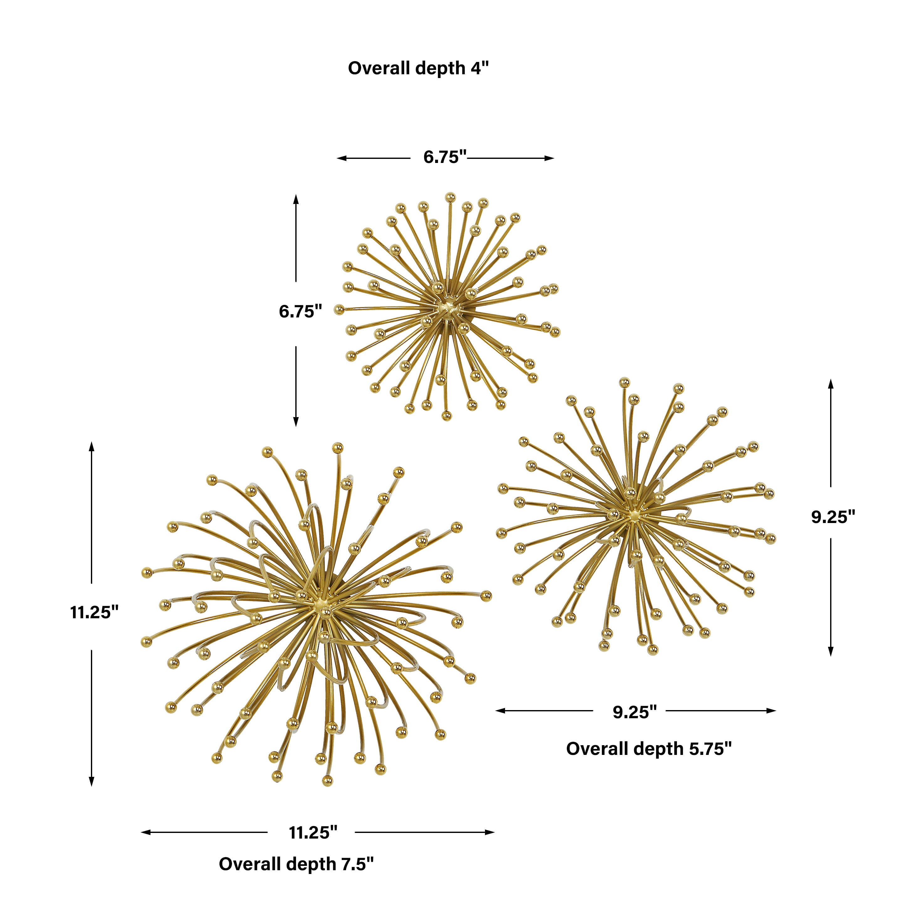 Aga Gold Metal Wall Decor S/3