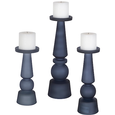 Cassiopeia Blue Glass Candleholder