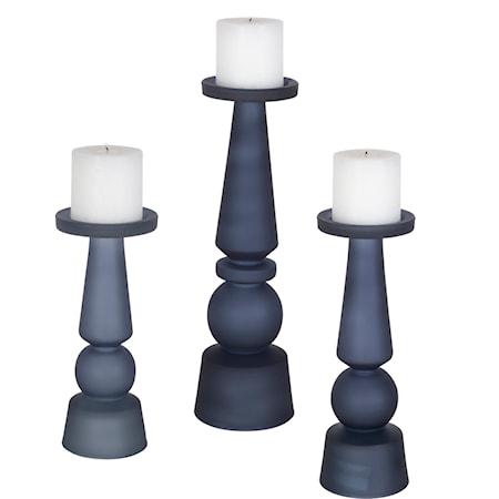 Cassiopeia Blue Glass Candleholder