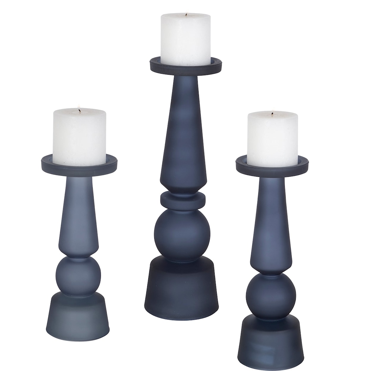 Uttermost Accessories - Candle Holders Cassiopeia Blue Glass Candleholder