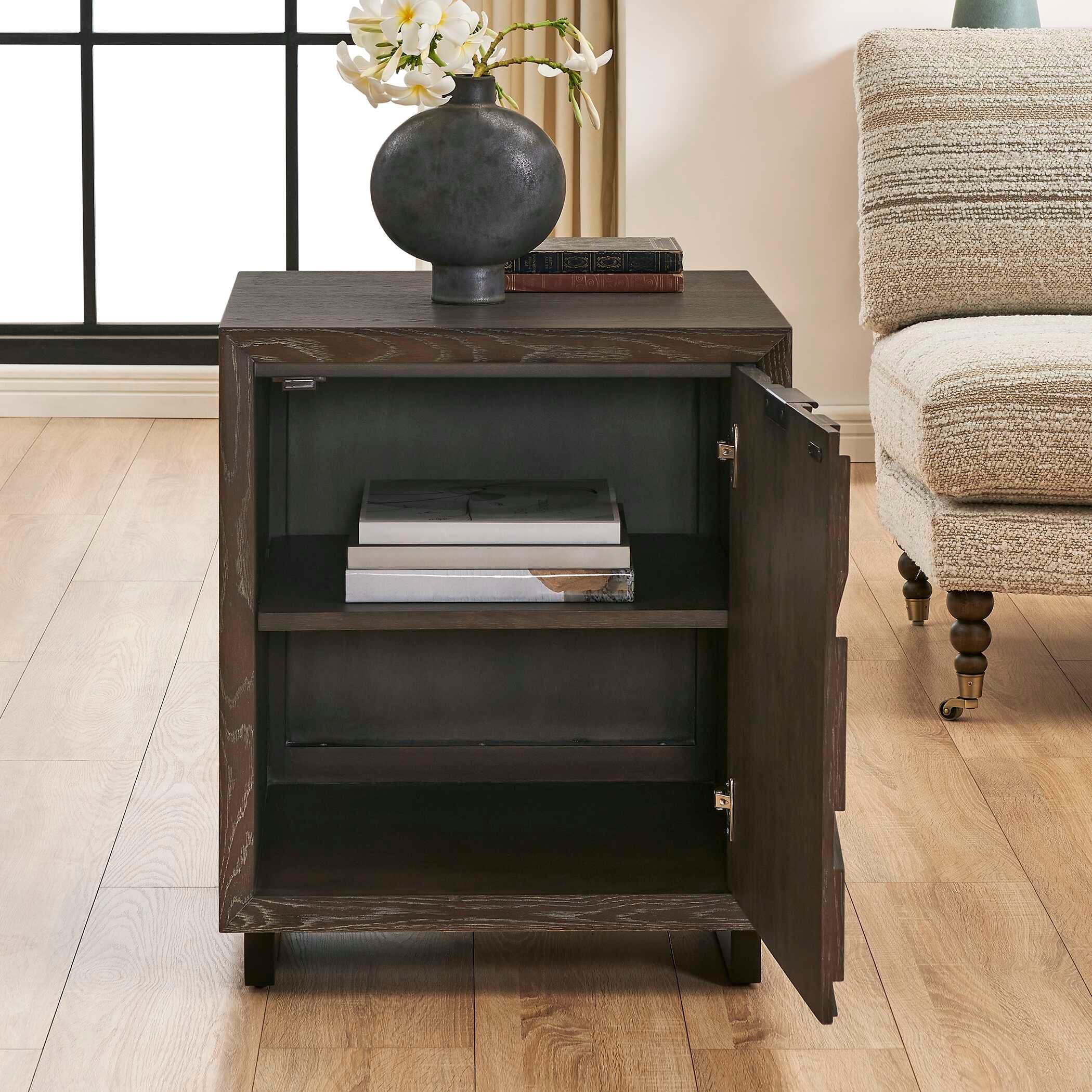 Uttermost Barrett Barrett Dark Charcoal Oak Cabinet