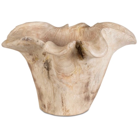 Teak Flow White Wash Outdoor Bowl