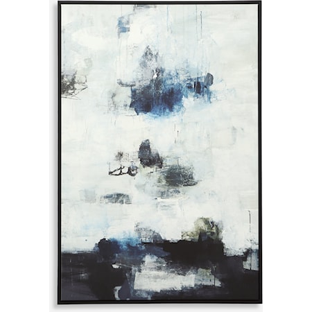 Black And Blue Framed Abstract Art