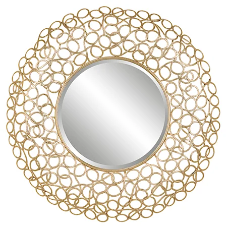 Swirl Round Gold Mirror
