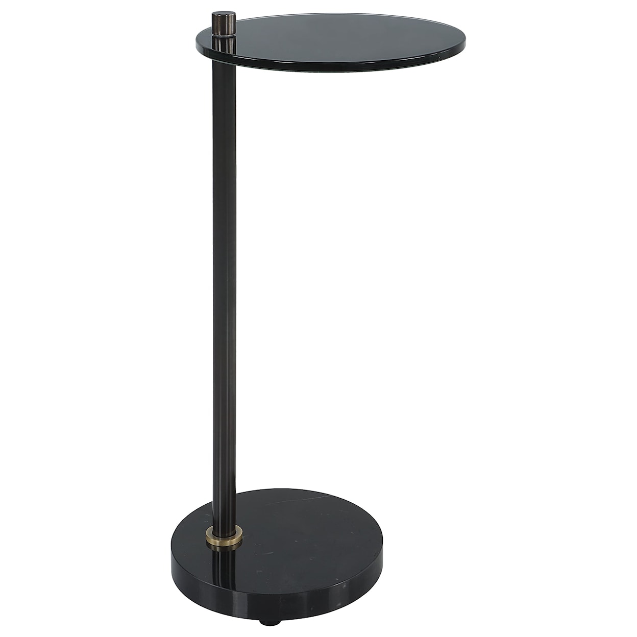 Uttermost Steward Round Drink Table with Black Glass Top