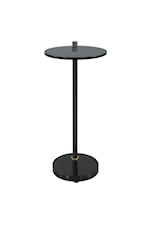 Uttermost Steward Contemporary Round Drink Table with Black Glass Top