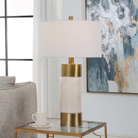 Adelia Ivory and Brass Table Lamp