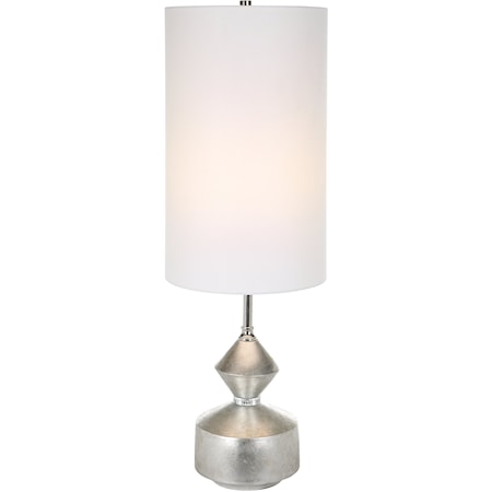 Silver Buffet Table Lamp with White Shade