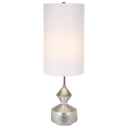 Silver Buffet Table Lamp with White Shade