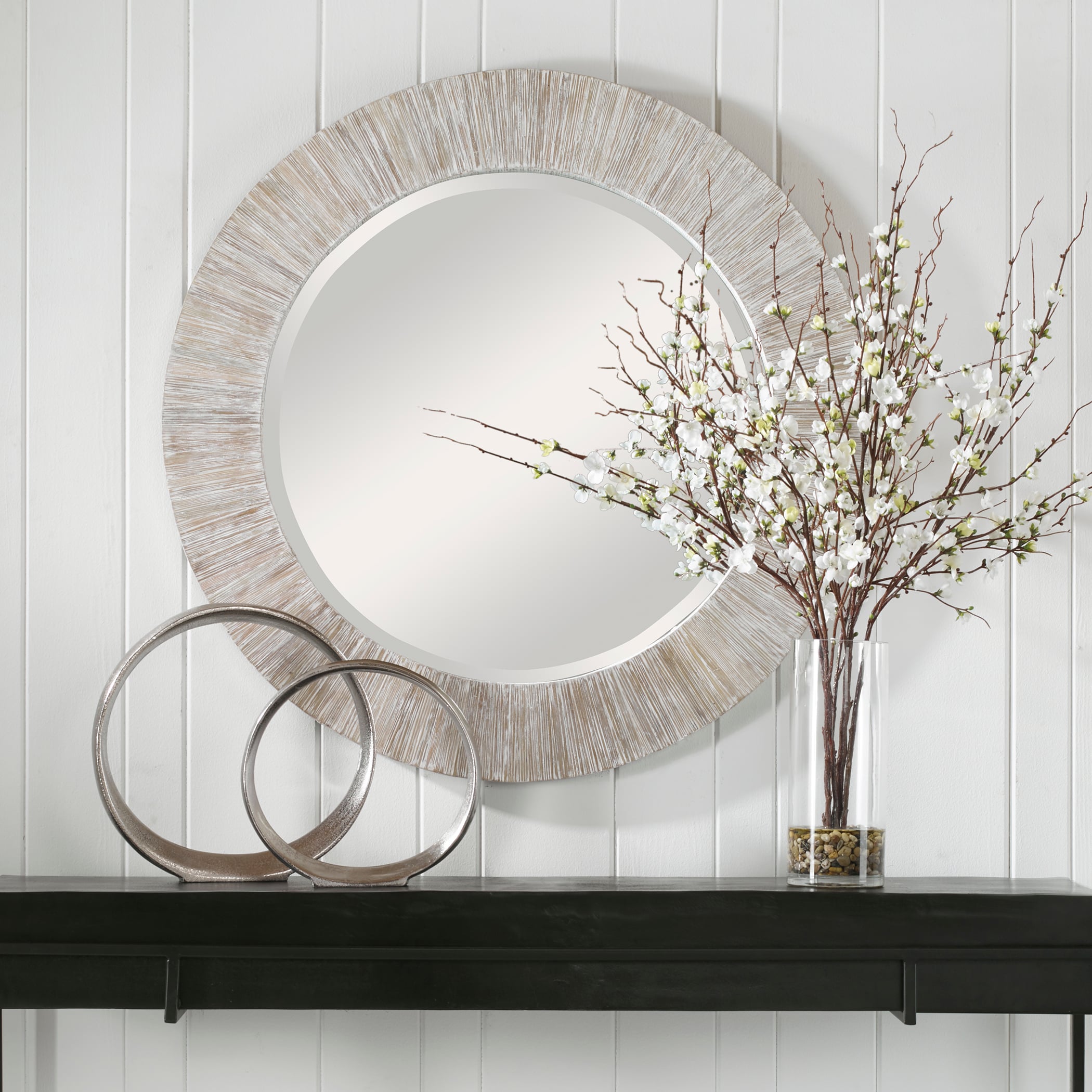 Uttermost Repose Repose Whitewash Round Mirror