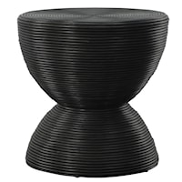 Contemporary Black Rattan Side Table