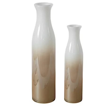 Blur Ivory Beige Vases, S/2