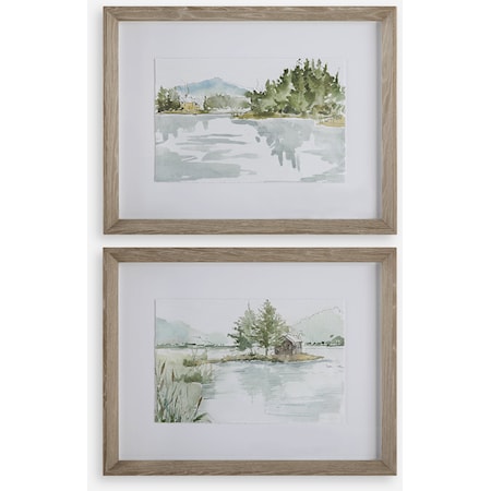 Serene Lake Framed Prints Set/2