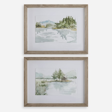 Serene Lake Framed Prints Set/2