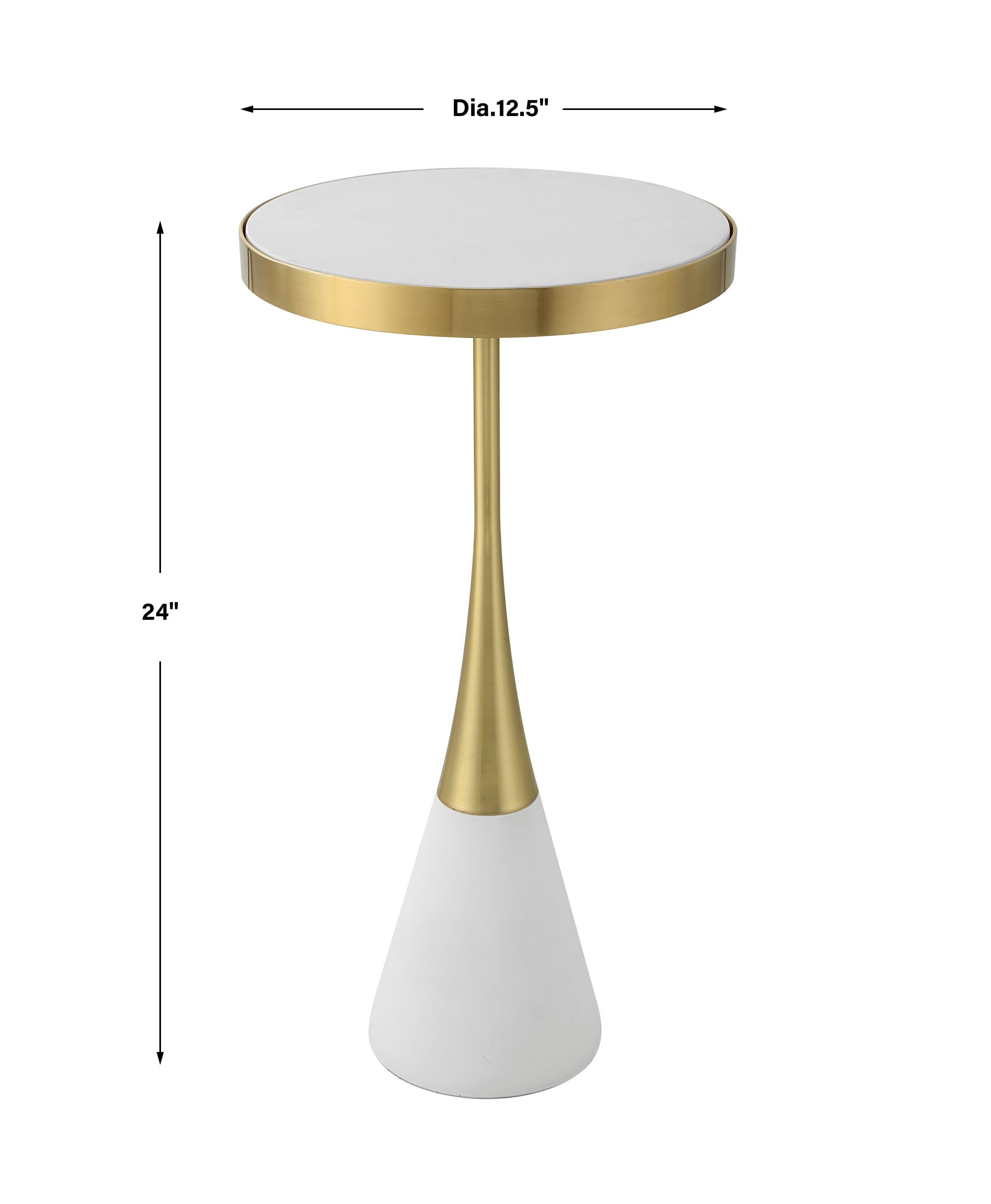White Concrete Accent Table with 2-Tone Base