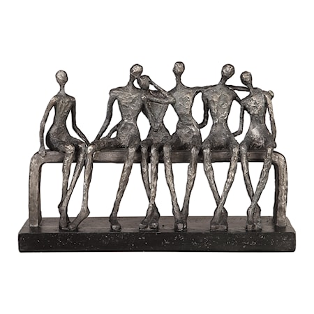 Camaraderie Aged Silver Figurine