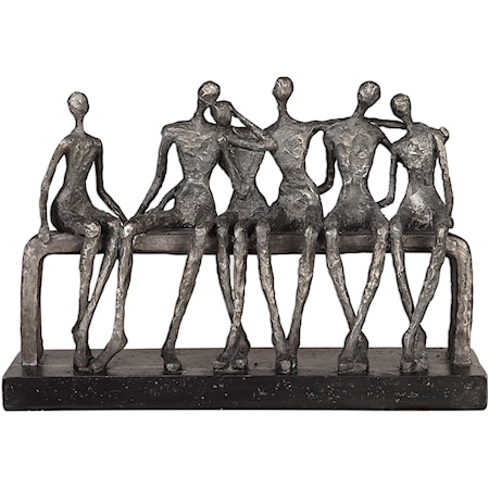 Camaraderie Aged Silver Figurine