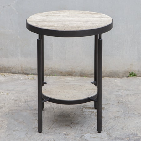 Dauntless Travertine Side Table