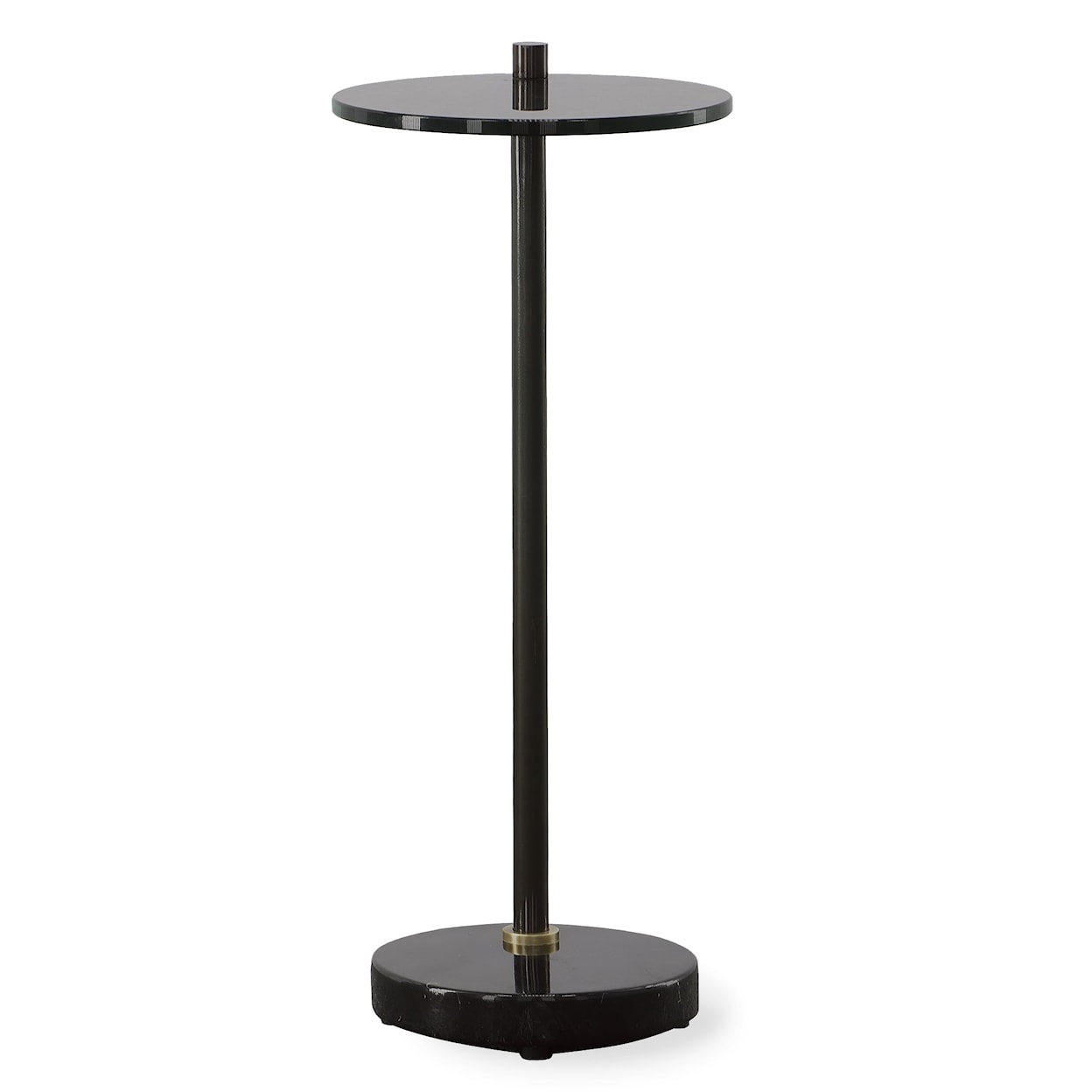 Uttermost Steward Round Drink Table with Black Glass Top