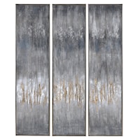 Gray Showers Hand Painted Canvases, Set of 3