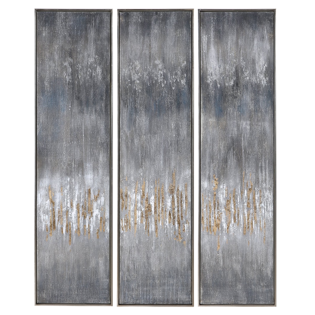 Uttermost Art Gray Showers Hand Painted Canvases, Set/3