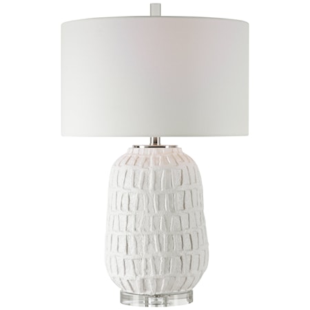 Caelina Textured White Table Lamp