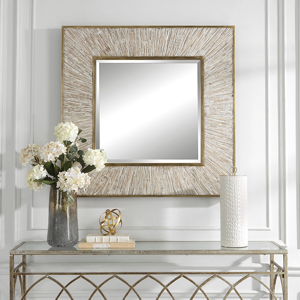 Uttermost Wharton Wharton Whitewashed Square Mirror