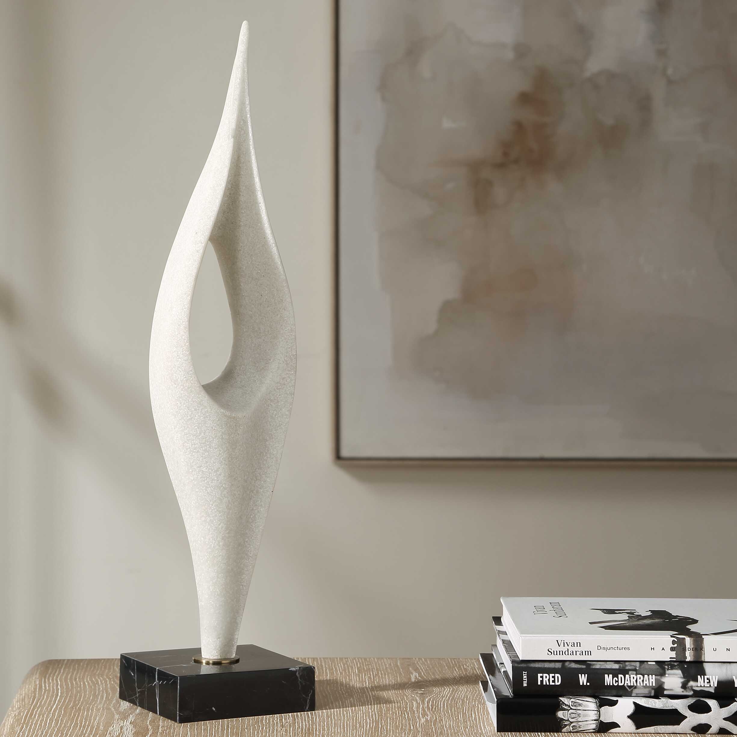 Uttermost Fluid Drop Fluid Drop White Stone Sculpture