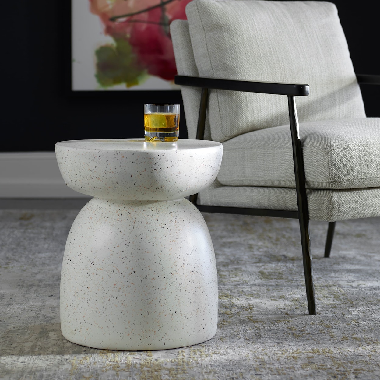 Uttermost Inhale Inhale Cast White Accent Table