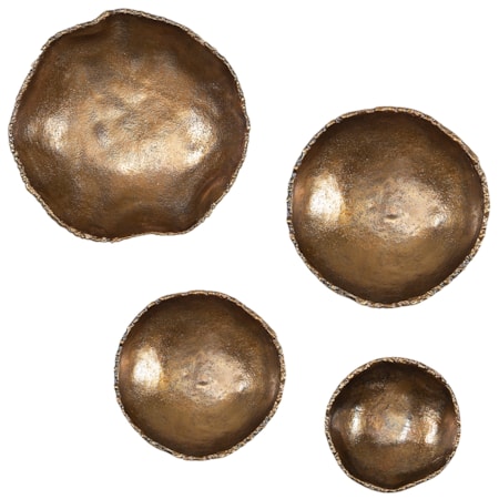 Lucky Coins Brass Wall Bowls Set/4