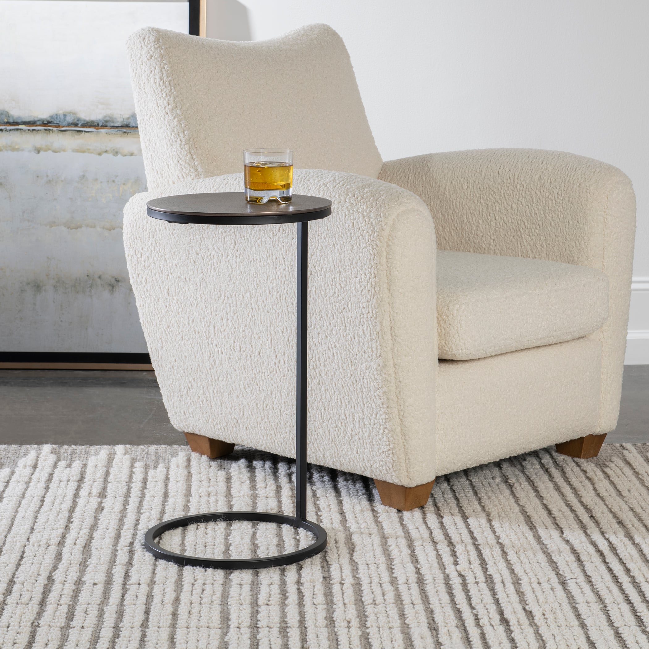 Uttermost Brunei Round Accent Table with Plated Antique Top