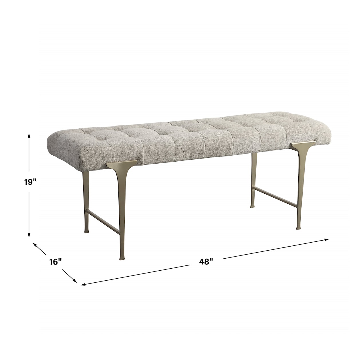 Uttermost Imperial Imperial Upholstered Gray Bench