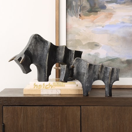 Regal Bull Bronze Sculptures Set/2