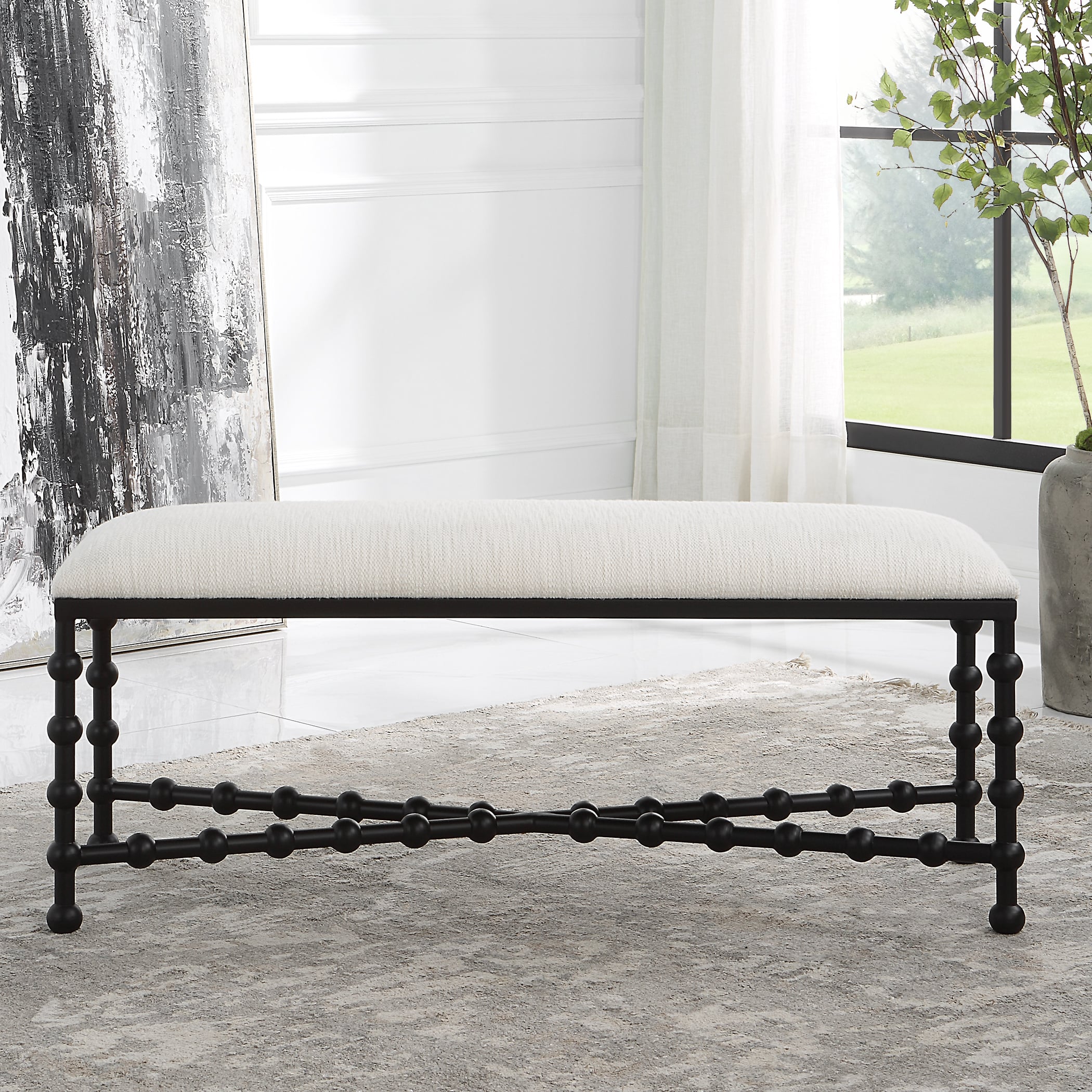 Iron Drops Cushioned Bench