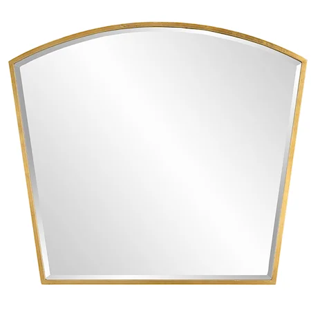 Contemporary Arched Wall Mirror with Gold Mirror Trim
