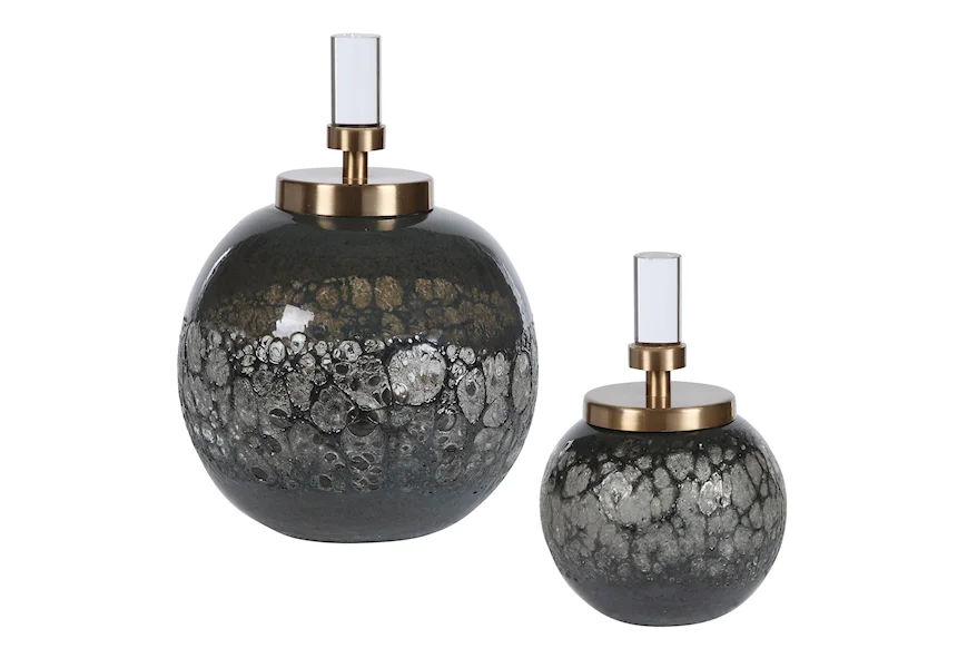 Accessories Cessair Art Glass Bottles, S/2 by Uttermost at Del Sol Furniture