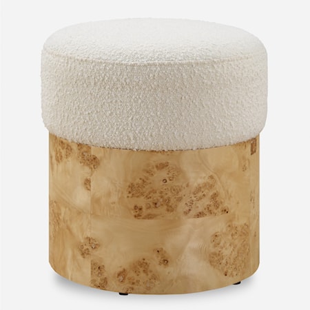 Swirls Poplar Ivory Ottoman